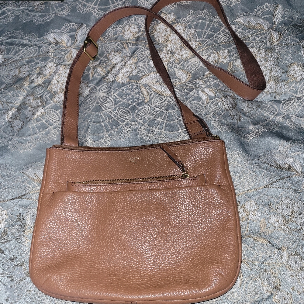 Fossil Tan Leather Crossbody Bag